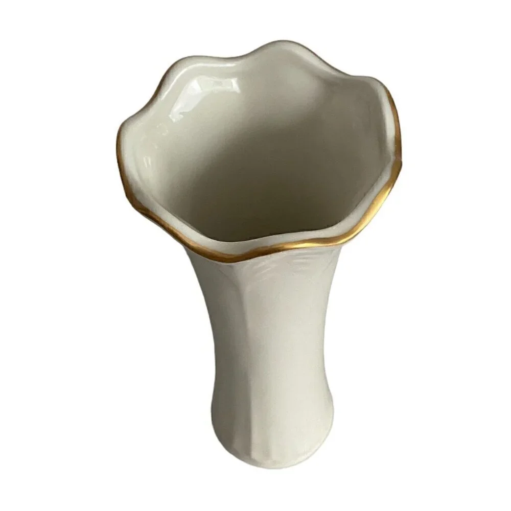 Crown Classics Whitehall Fine Porcelain Gold Trim Vase 6